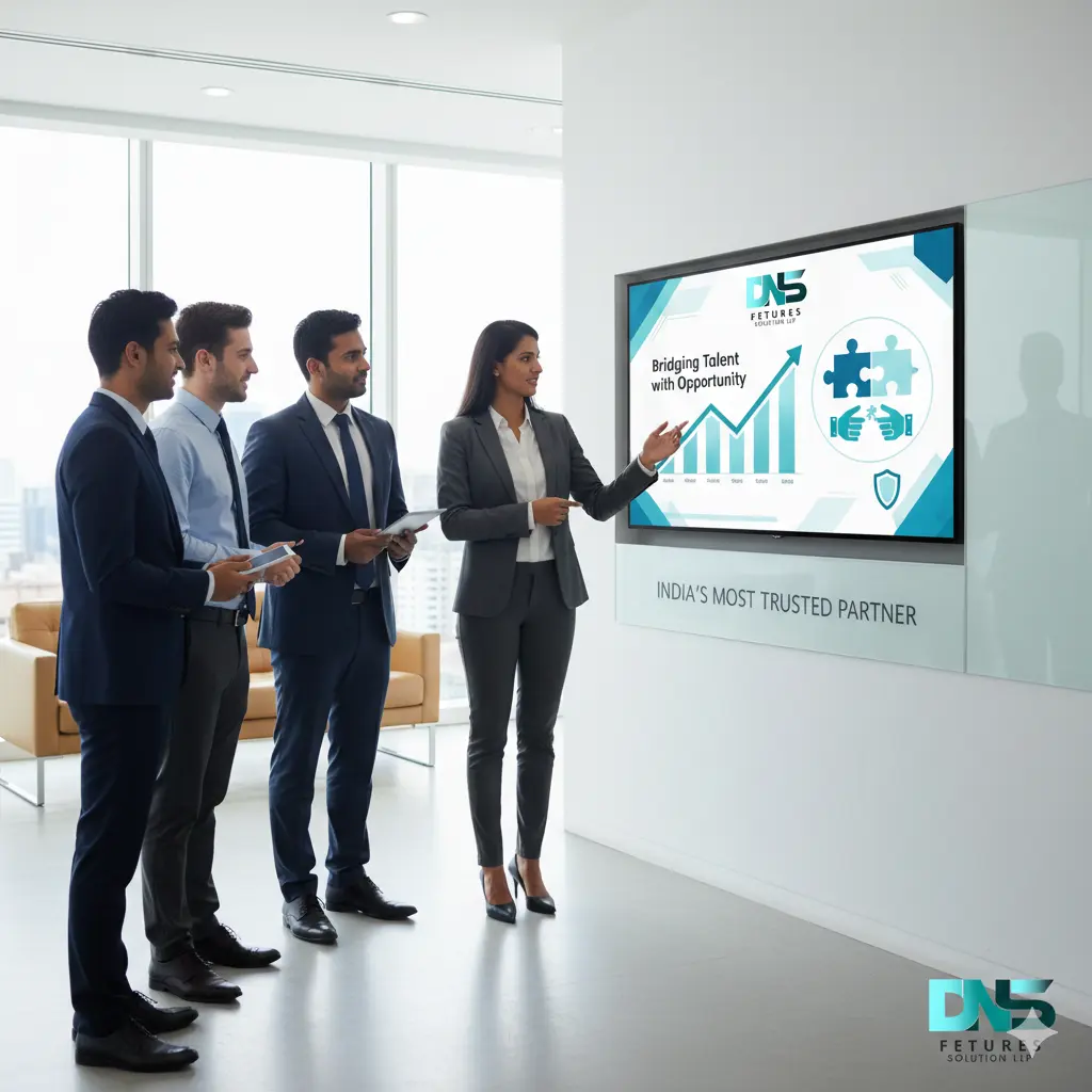 DNS Features Solution LLP team members collaborating on HR and staffing solutions for clients across India